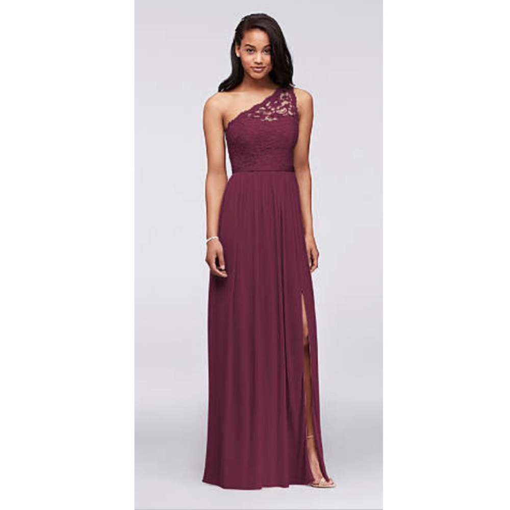 Long One Shoulder Lace Bridesmaid Dress